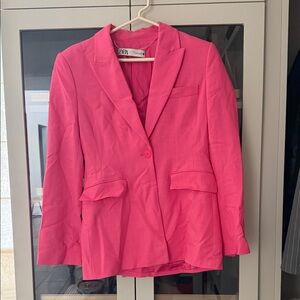 Zara Hot Pink Single-Button Notch Lapel Blazer